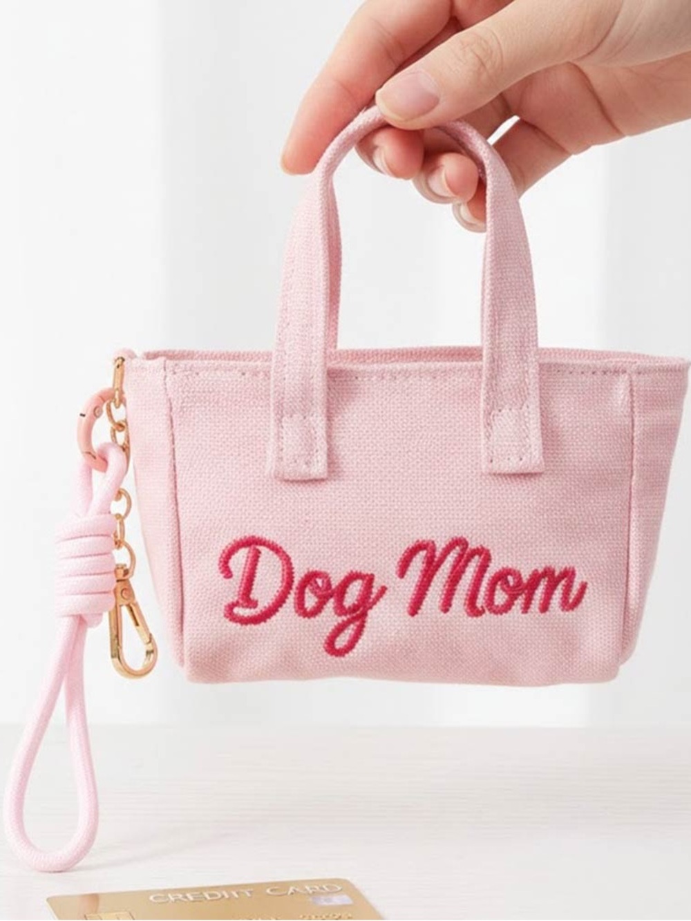 Pink "Dog Mom" Canvas Tote Bag - Picture 2 of 3